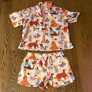 Peter Alexander Pajama Set - Pink and Orange Dog Print